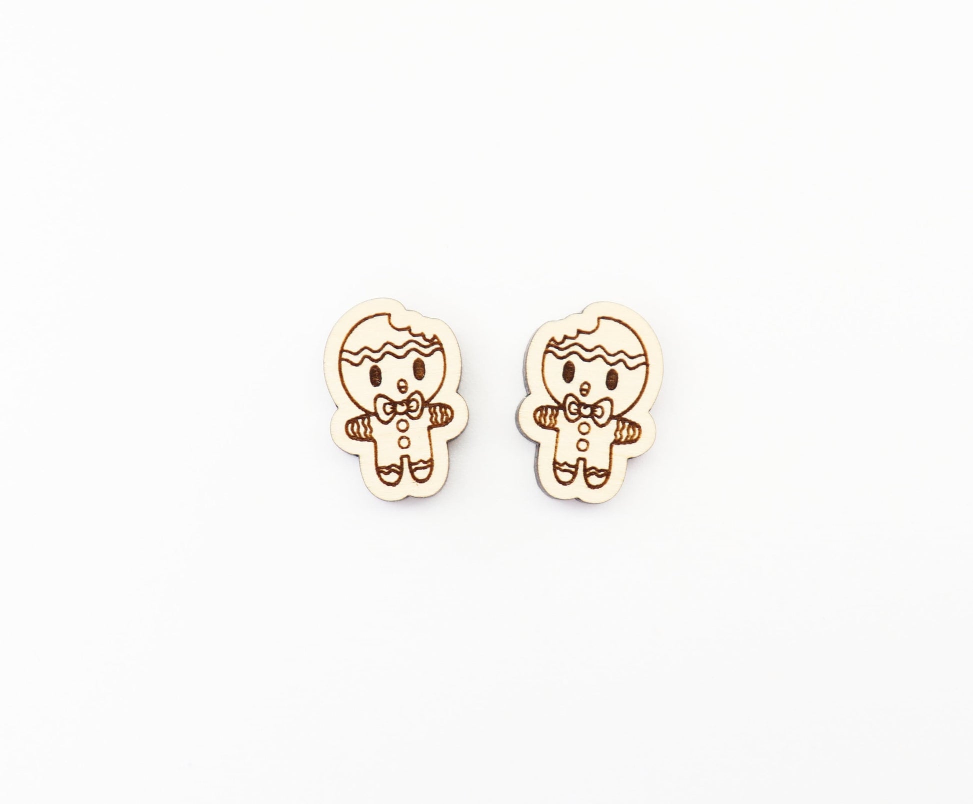 Christmas earring blanks, Gingerbread studs