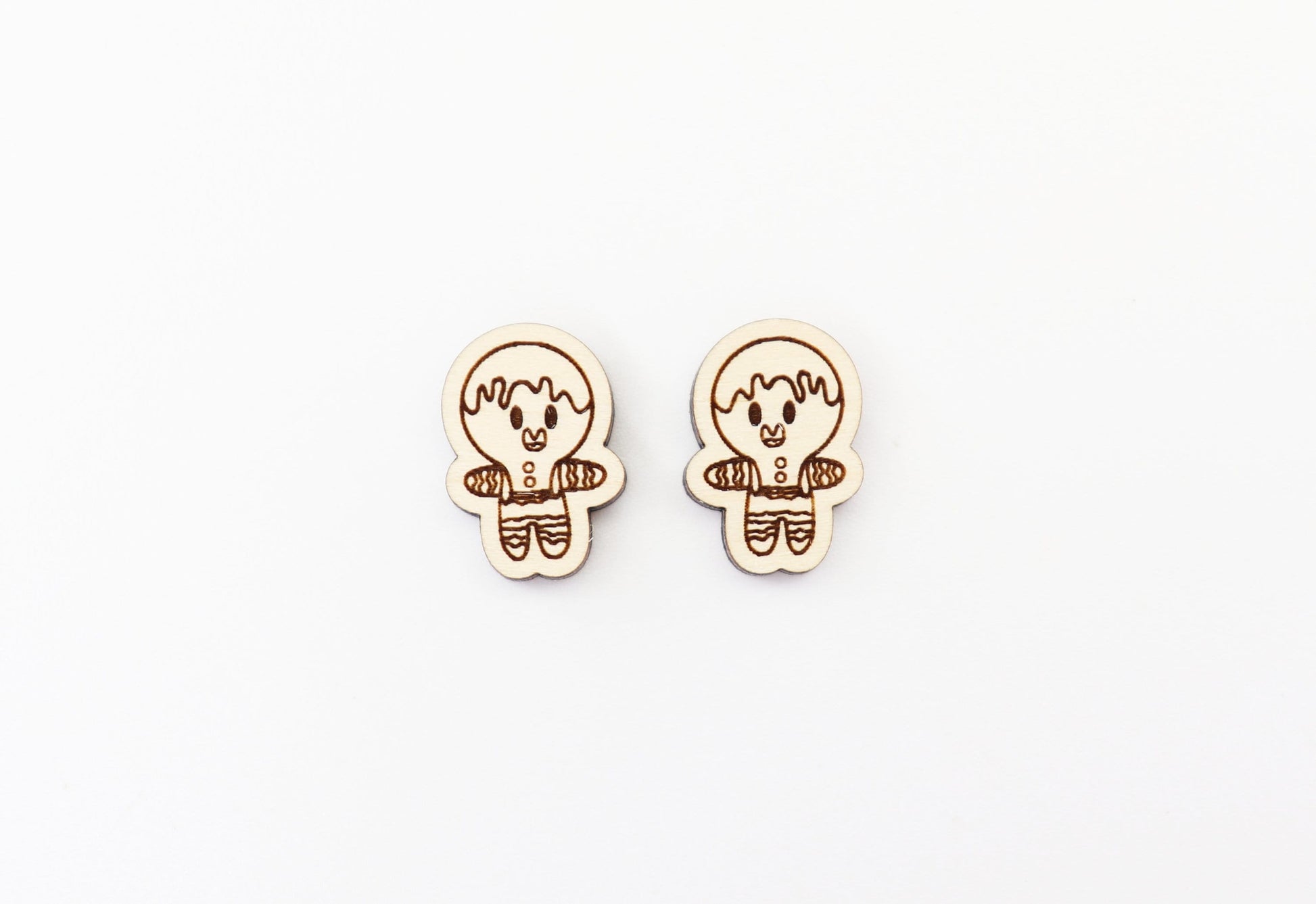 Christmas earring blanks, Gingerbread studs