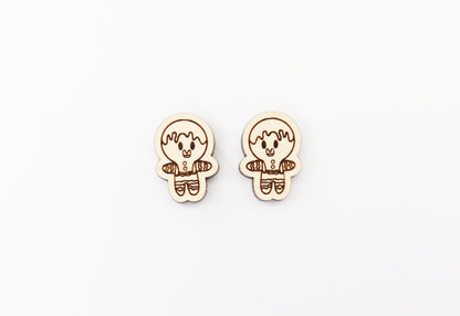 Christmas earring blanks, Gingerbread studs