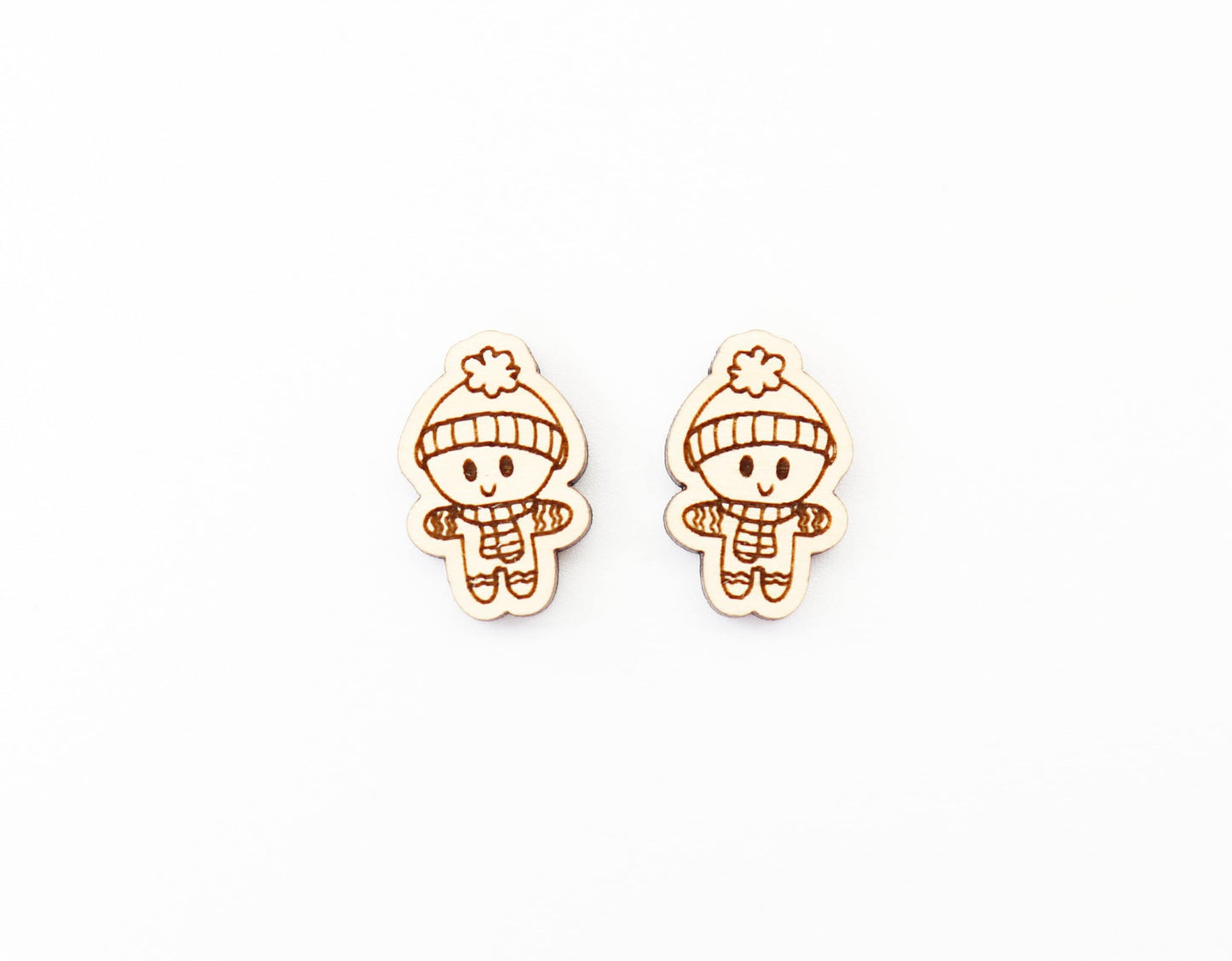 Christmas earring blanks, Gingerbread studs