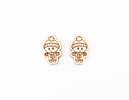 Christmas earring blanks, Gingerbread studs