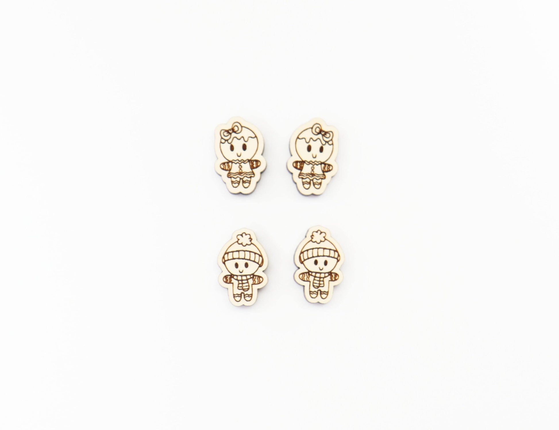 Christmas earring blanks, Gingerbread studs