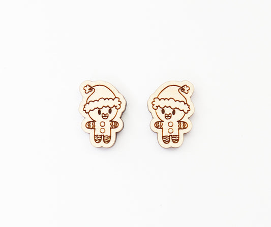 Christmas earring blanks, Gingerbread studs