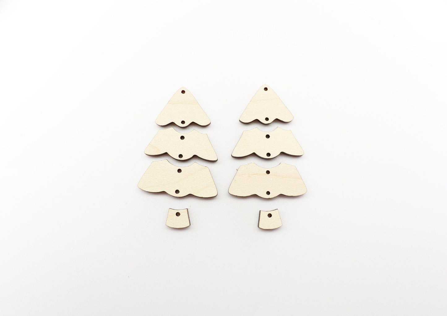 4 Piece Christmas tree earring blanks, wood cutouts, earring blanks