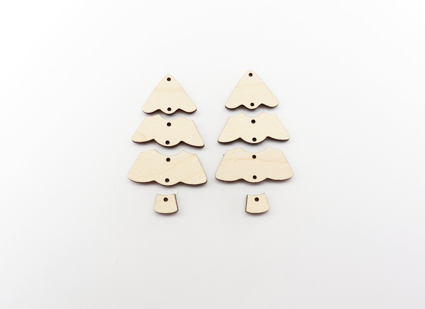 4 Piece Christmas tree earring blanks, wood cutouts, earring blanks