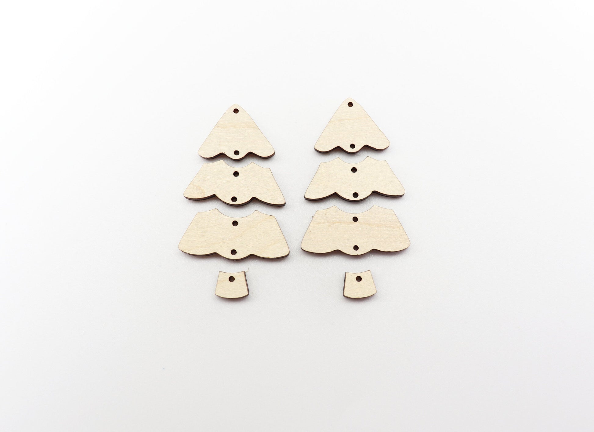 4 Piece Christmas tree earring blanks, wood cutouts, earring blanks