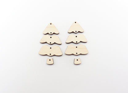 4 Piece Christmas tree earring blanks, wood cutouts, earring blanks