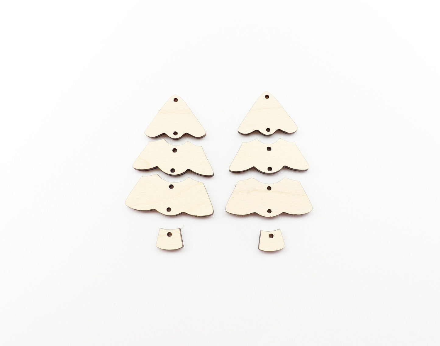 4 Piece Christmas tree earring blanks, wood cutouts, earring blanks