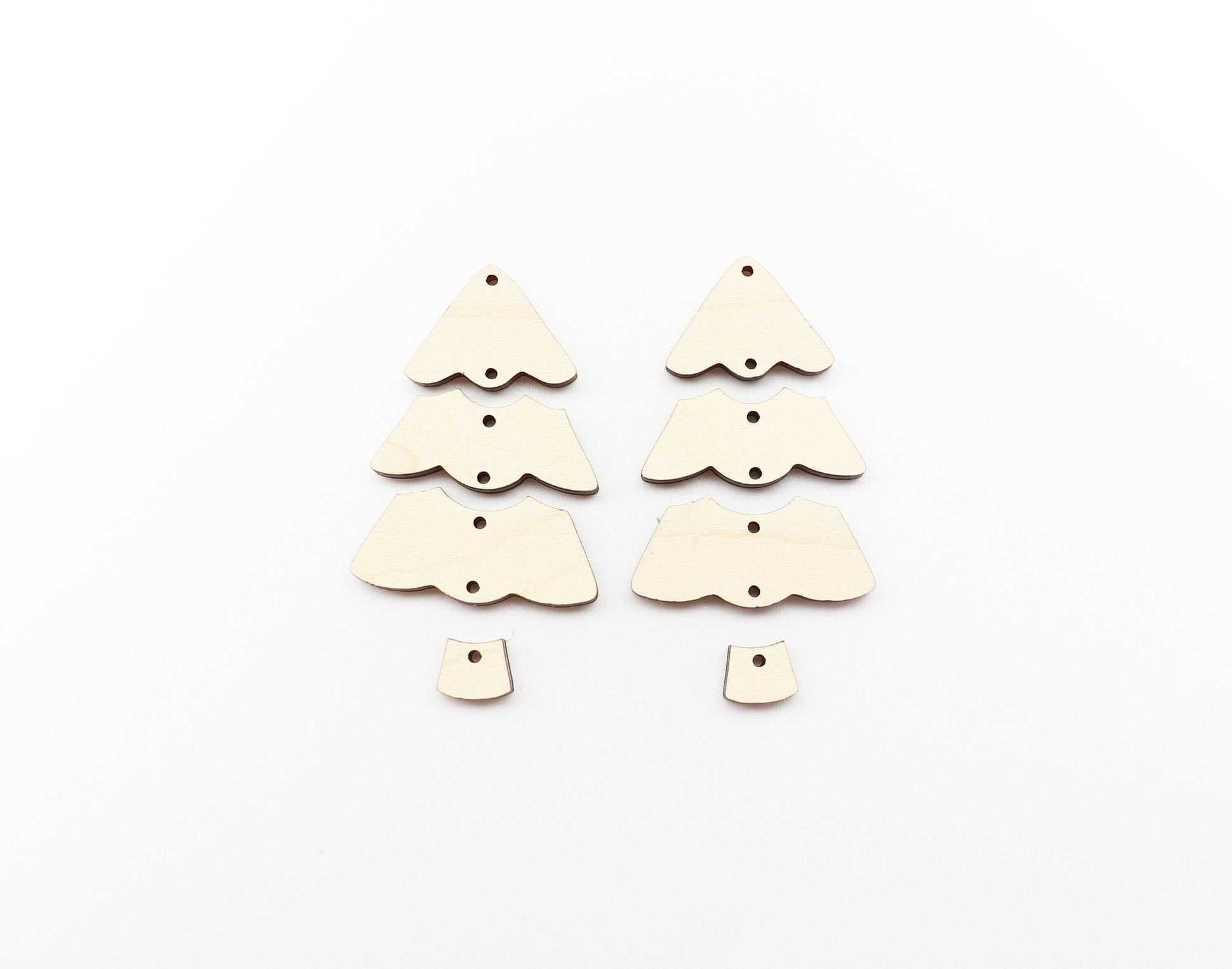 4 Piece Christmas tree earring blanks, wood cutouts, earring blanks