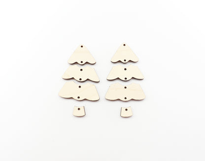 4 Piece Christmas tree earring blanks, wood cutouts, earring blanks