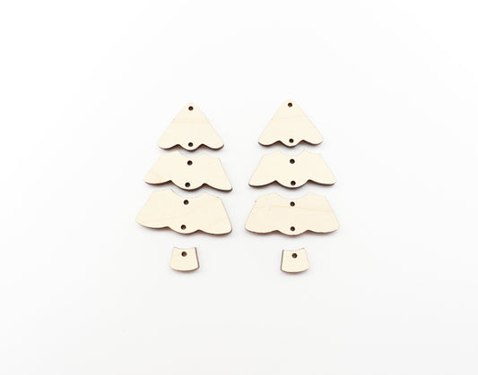 4 Piece Christmas tree earring blanks, wood cutouts, earring blanks