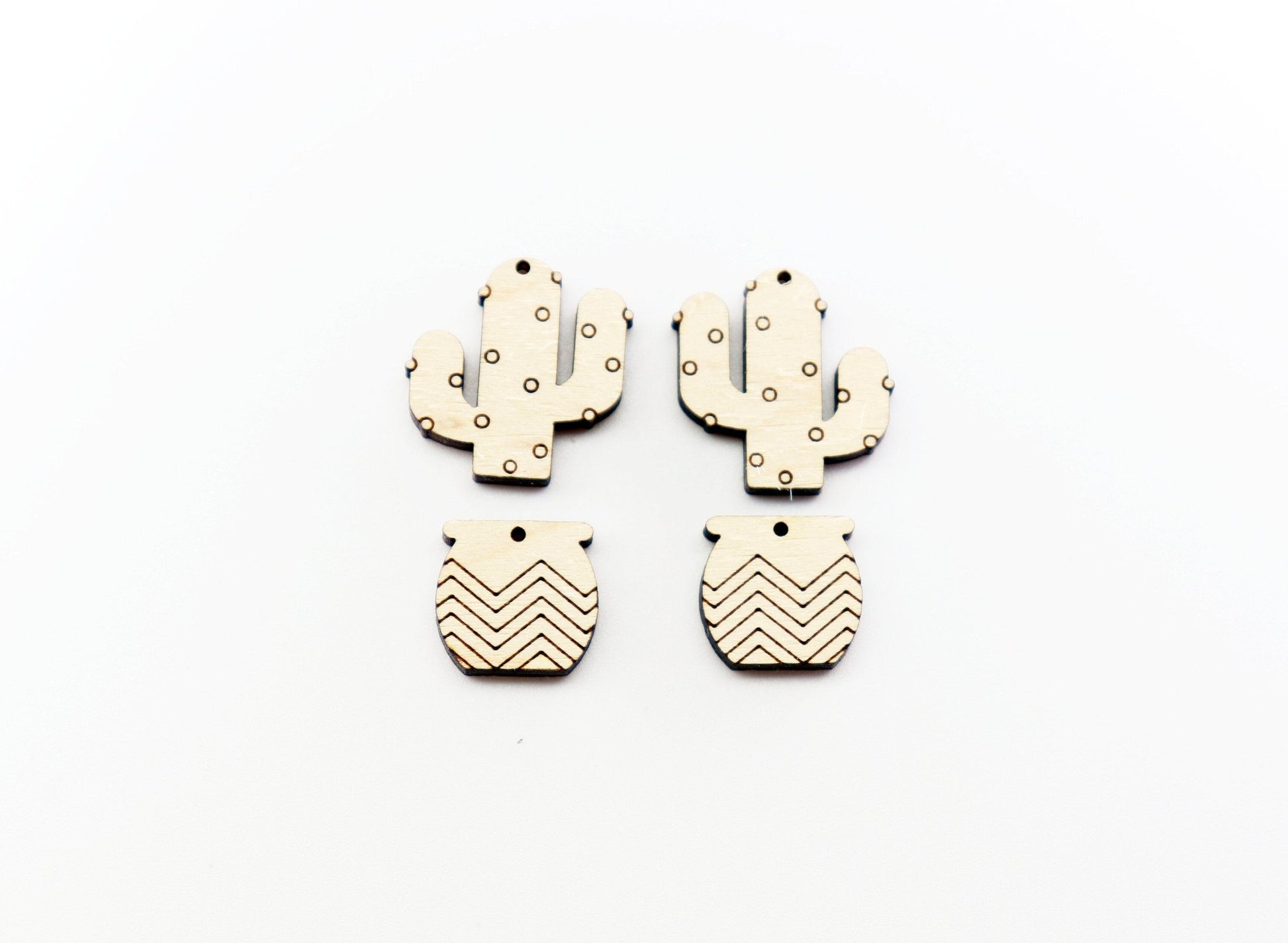 2 Piece Cactus earring blanks, earring blanks, wood cutouts