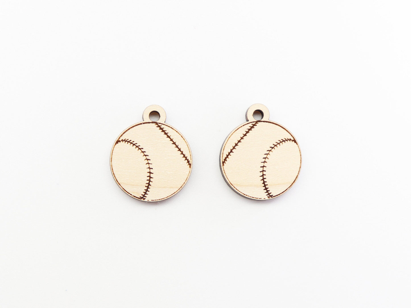 Baseball earring blanks, wood cutouts, sold per pair