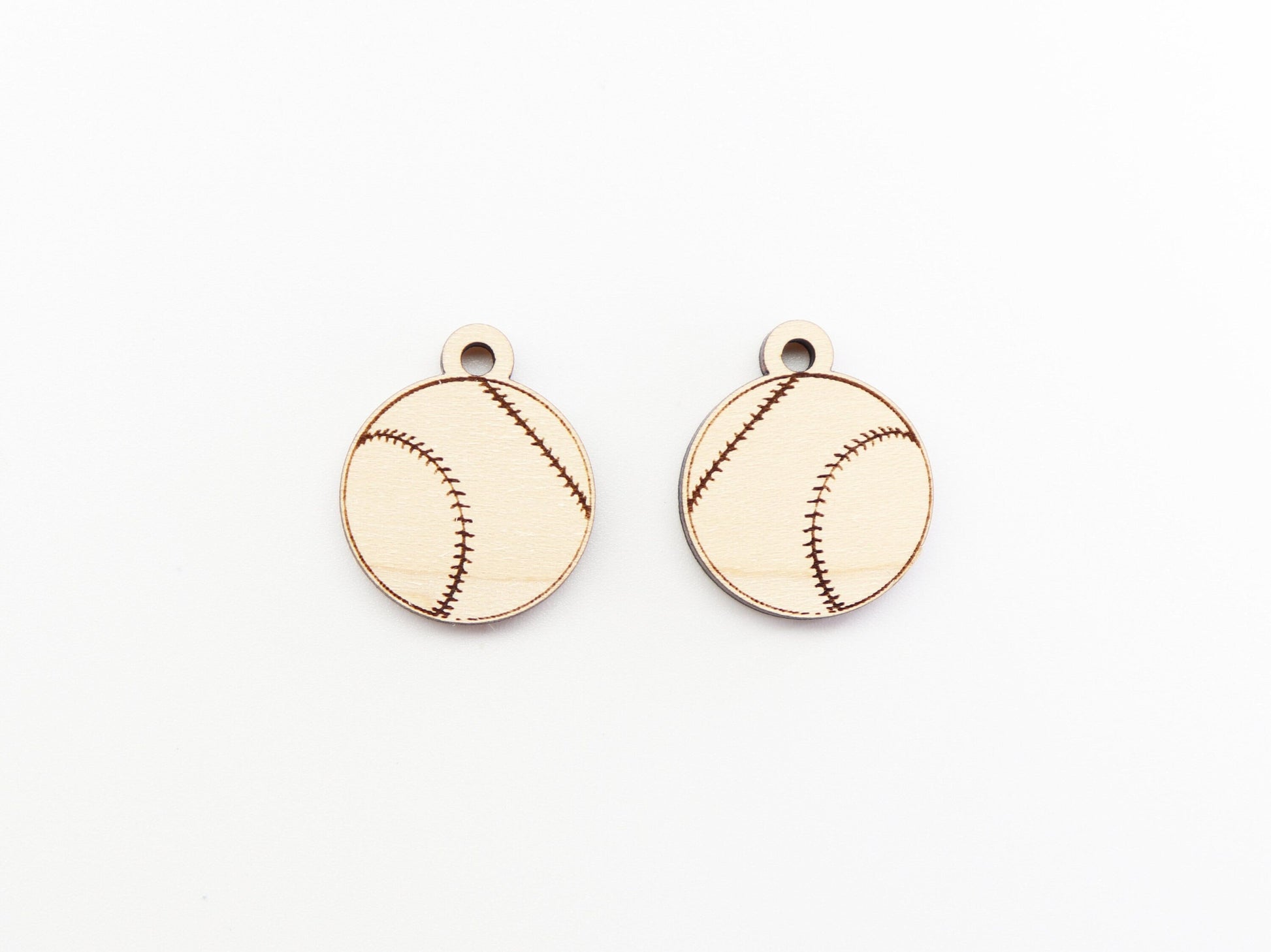 Baseball earring blanks, wood cutouts, sold per pair