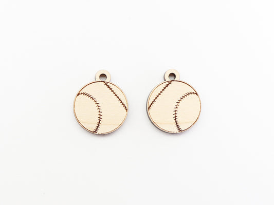 Baseball earring blanks, wood cutouts, sold per pair