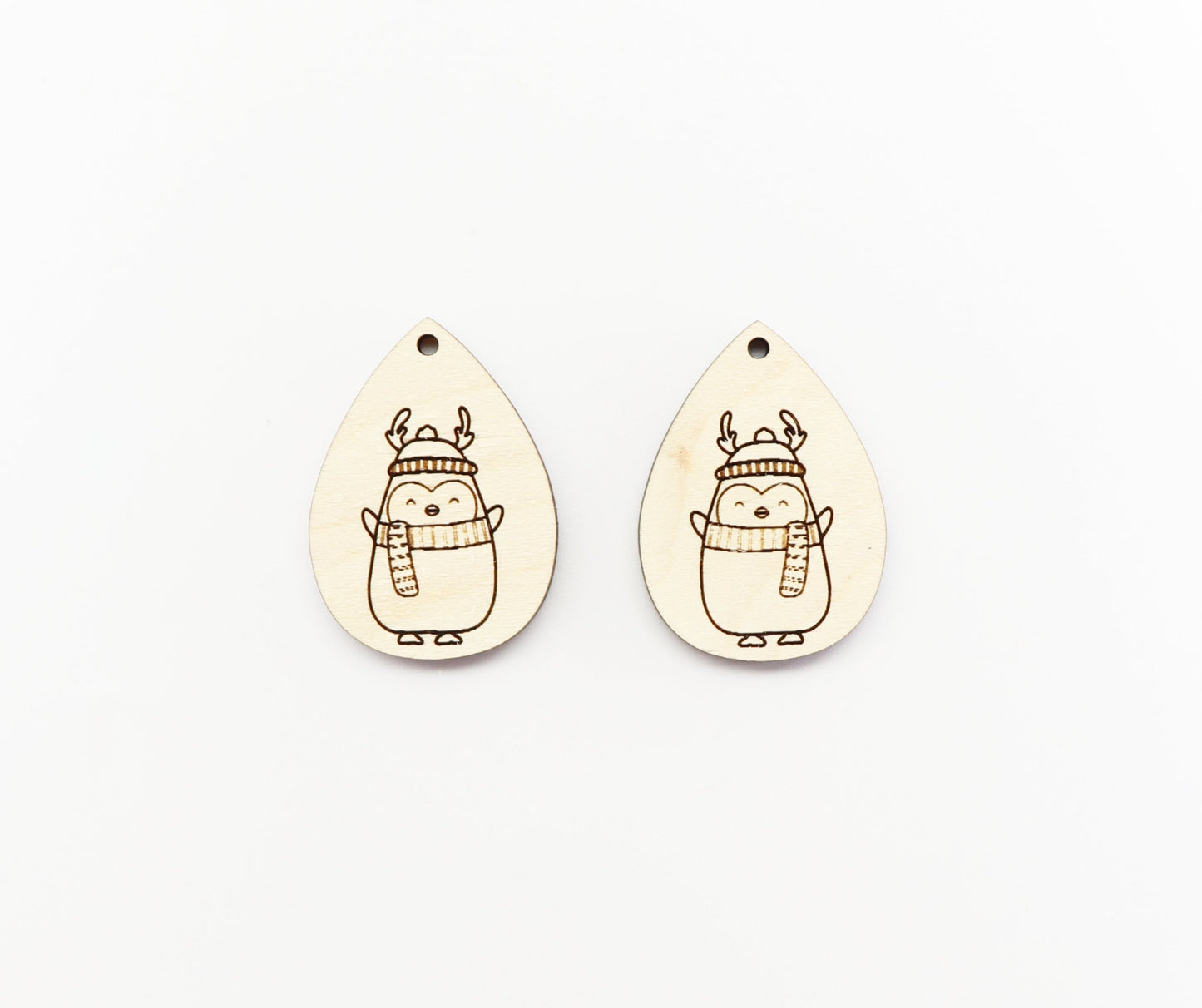 Penguin earring blanks, wood cutouts, sold per pair