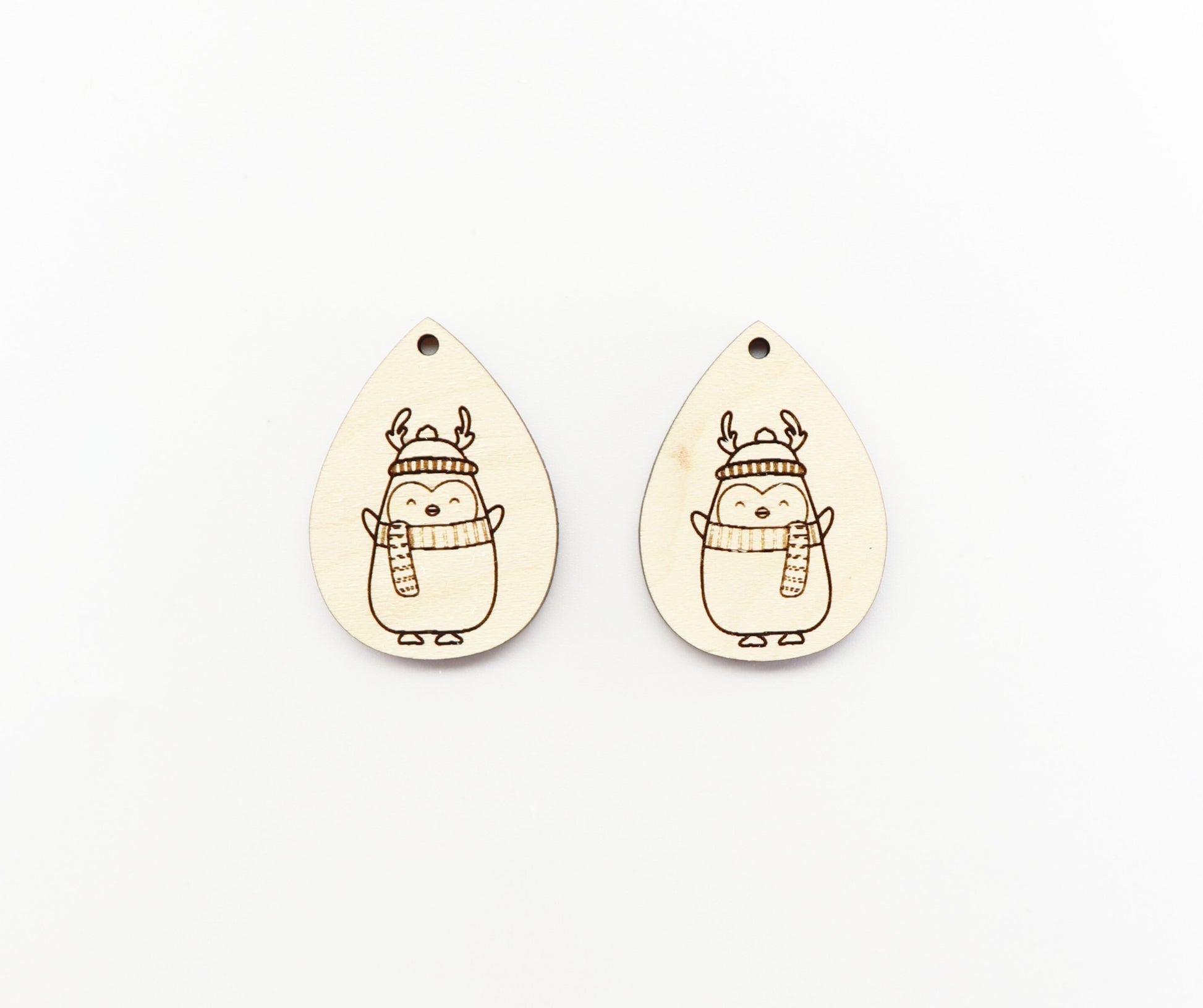 Penguin earring blanks, wood cutouts, sold per pair