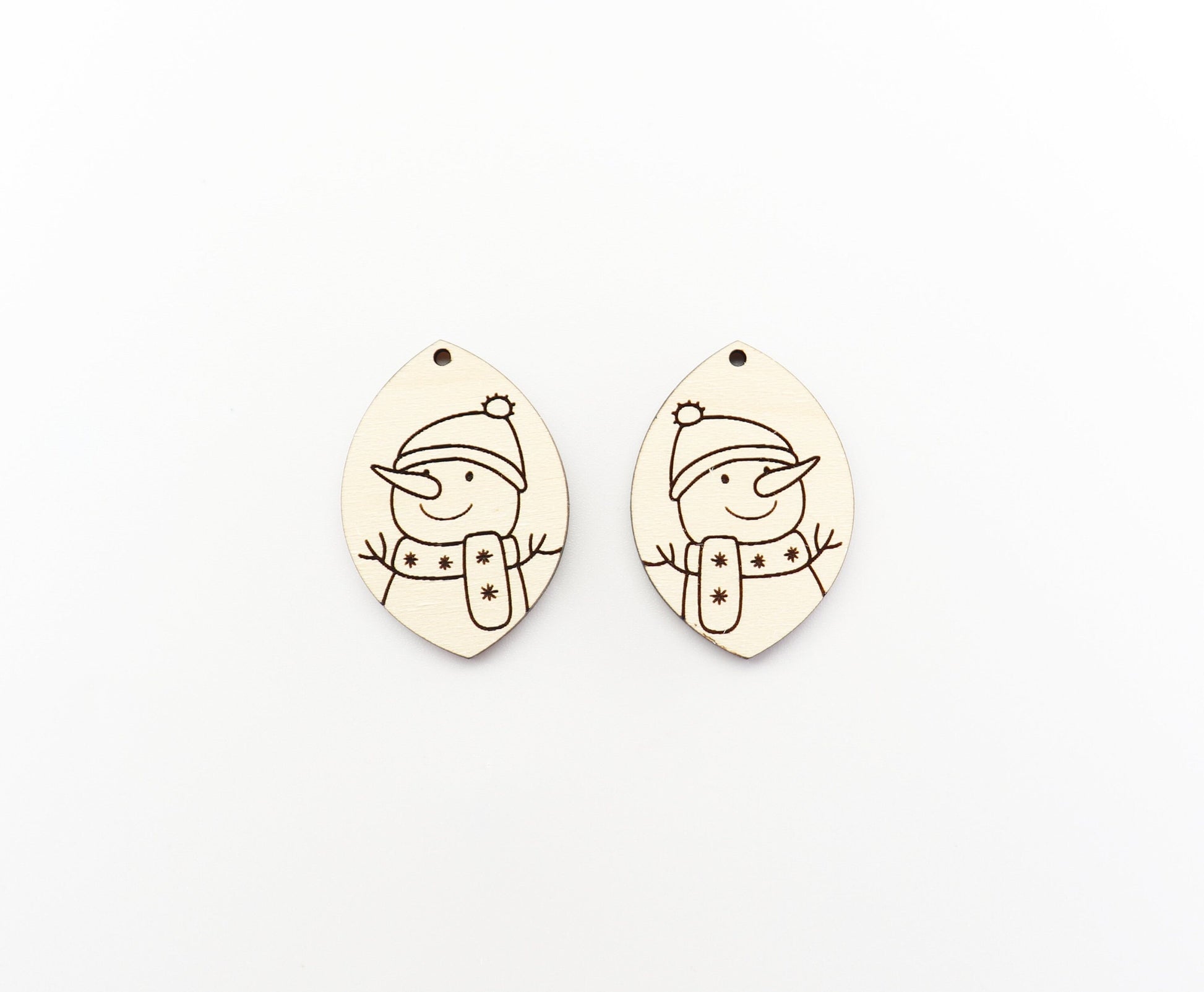 Snowman earring blanks, wood cutouts, sold per pair