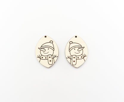 Snowman earring blanks, wood cutouts, sold per pair