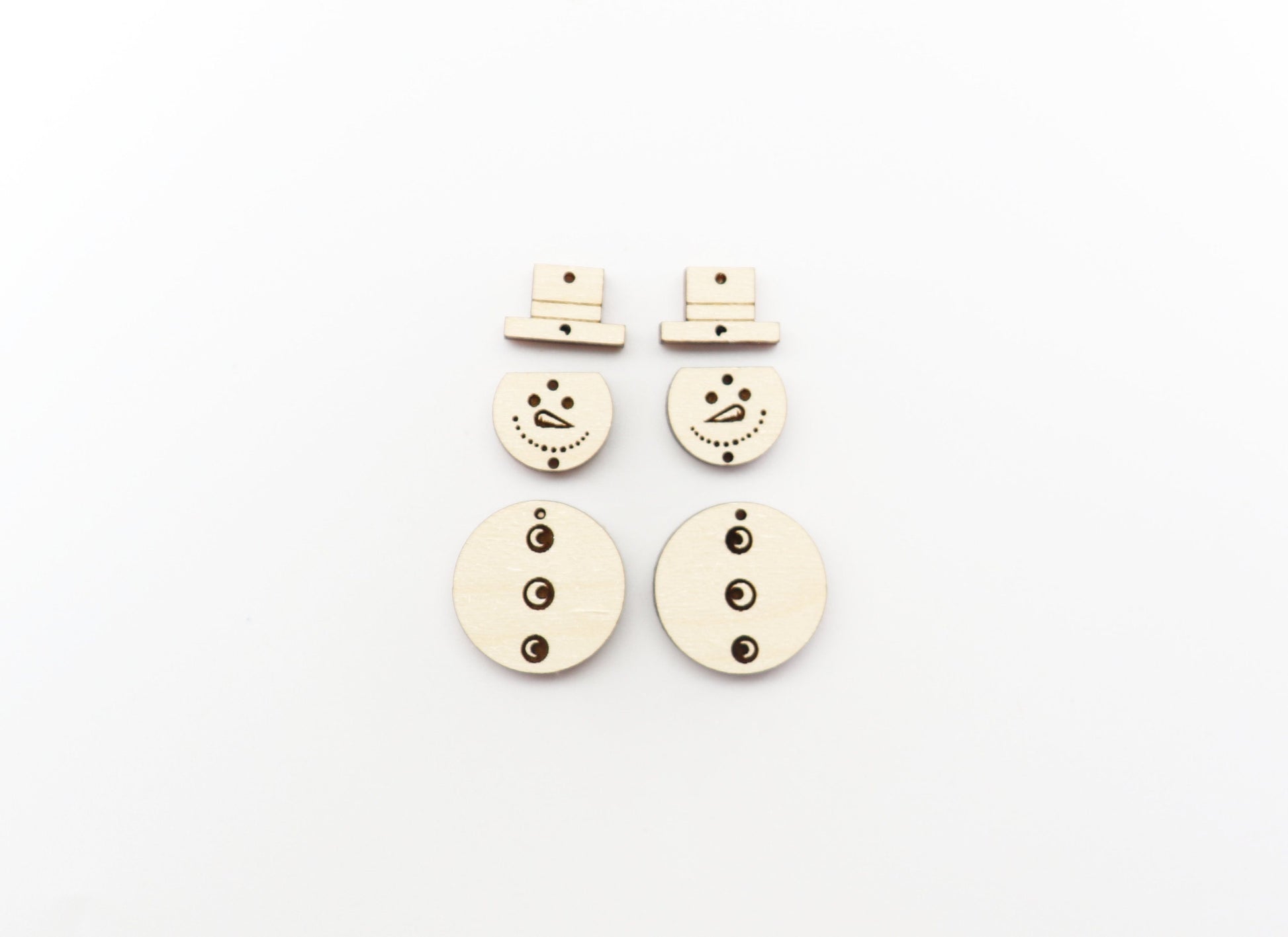 Snowman wood earring blanks, wood cutouts, earring blanks