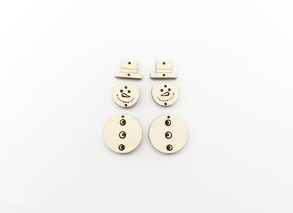 Snowman wood earring blanks, wood cutouts, earring blanks