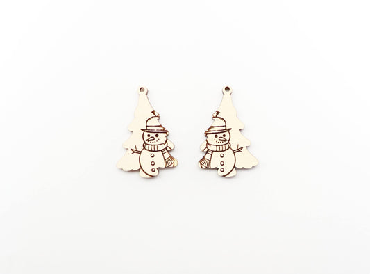 Snowman Christmas tree earring blanks, wood blanks