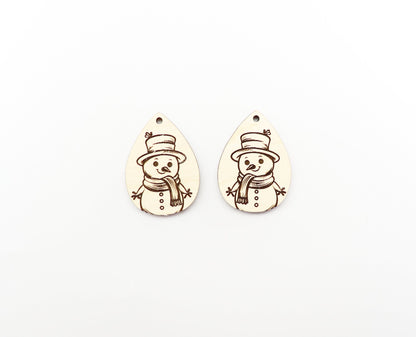 Snowman teardrop earring blanks, earring findings, Christmas blanks