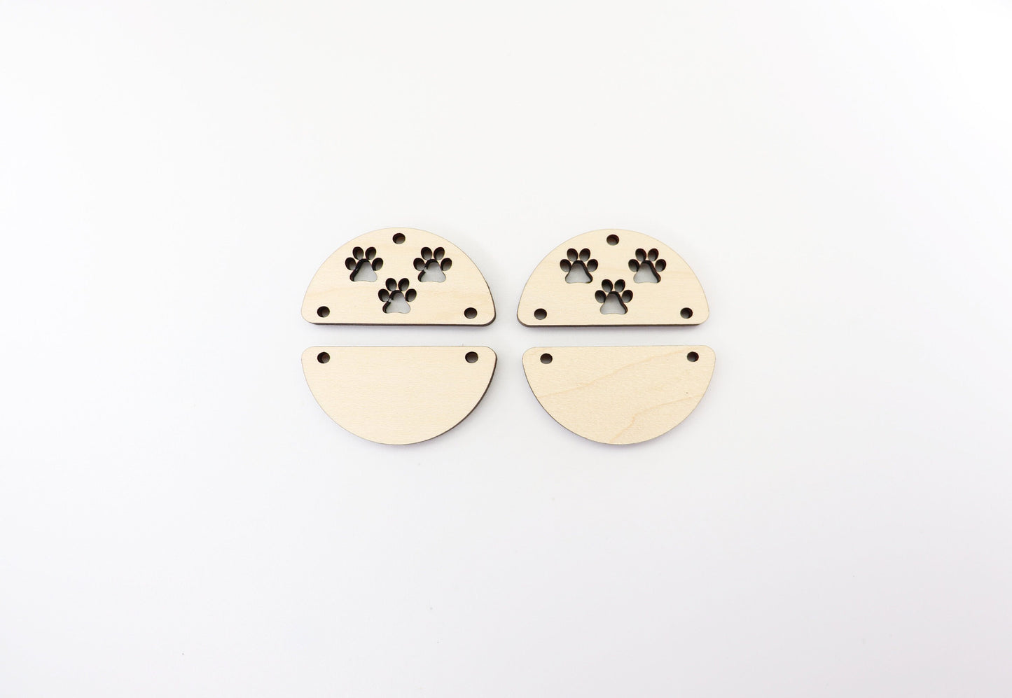 2 Piece Paw print blanks, earring blanks, wood earrings