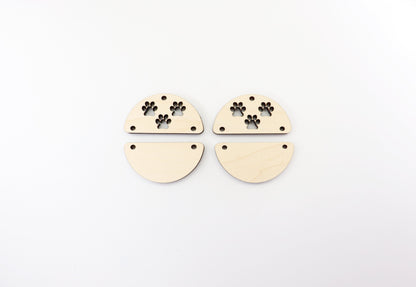 2 Piece Paw print blanks, earring blanks, wood earrings