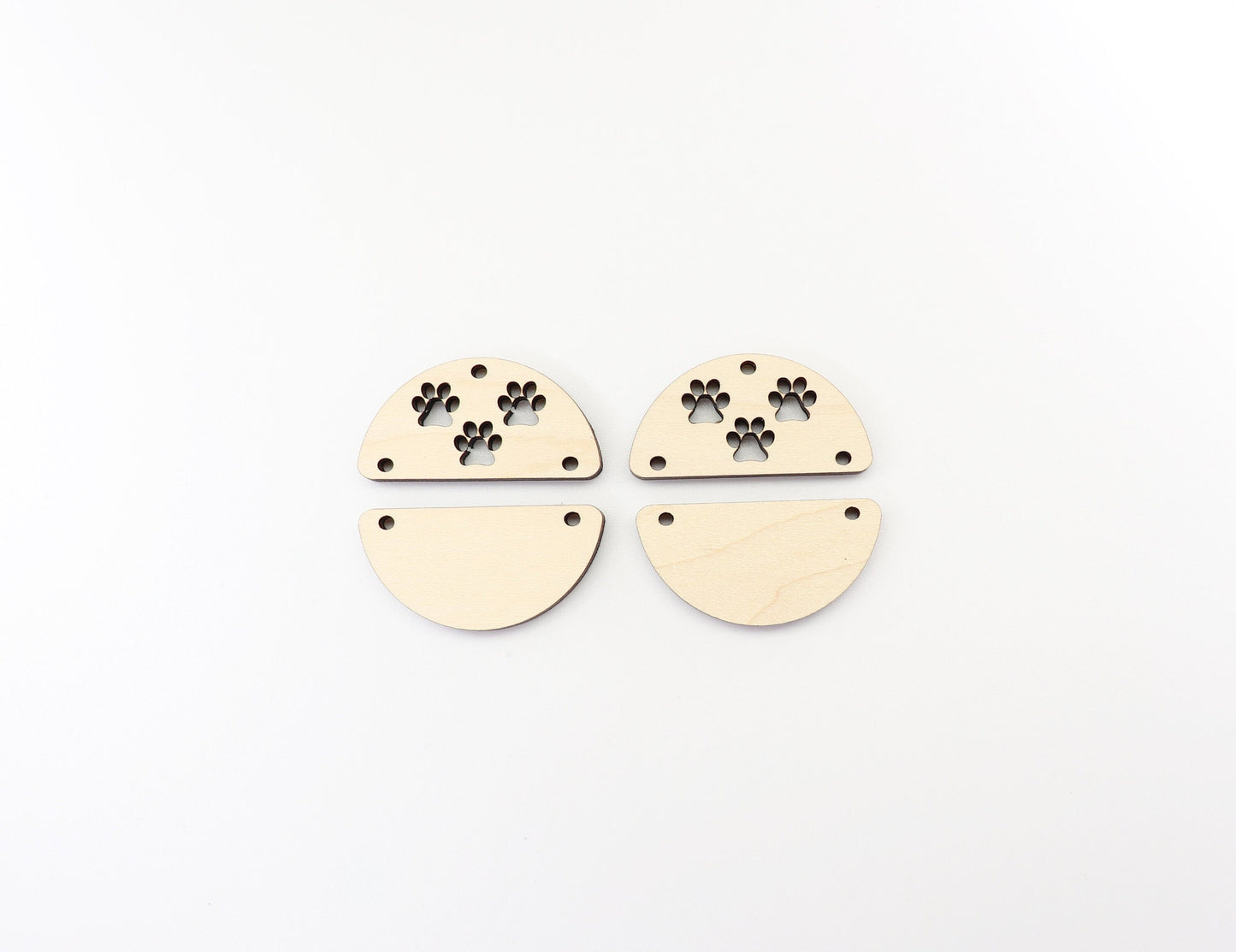 2 Piece Paw print blanks, earring blanks, wood earrings