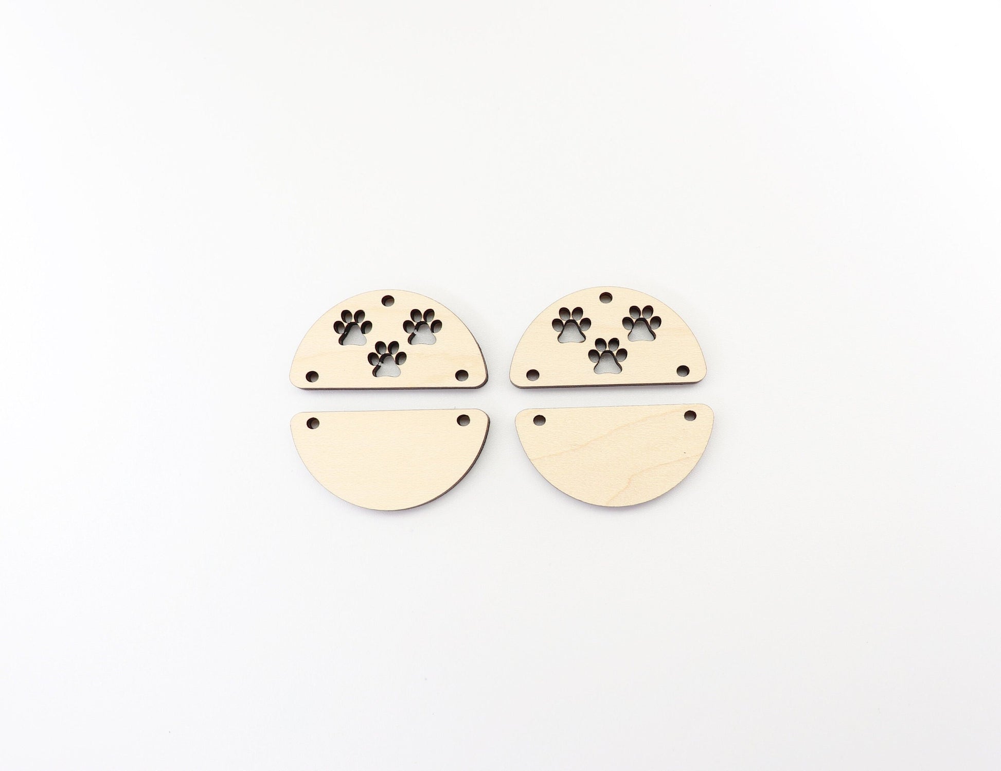 2 Piece Paw print blanks, earring blanks, wood earrings