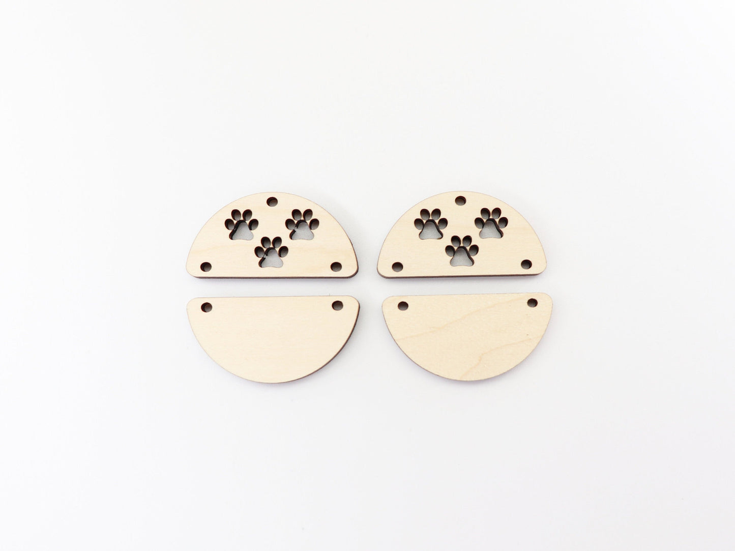 2 Piece Paw print blanks, earring blanks, wood earrings