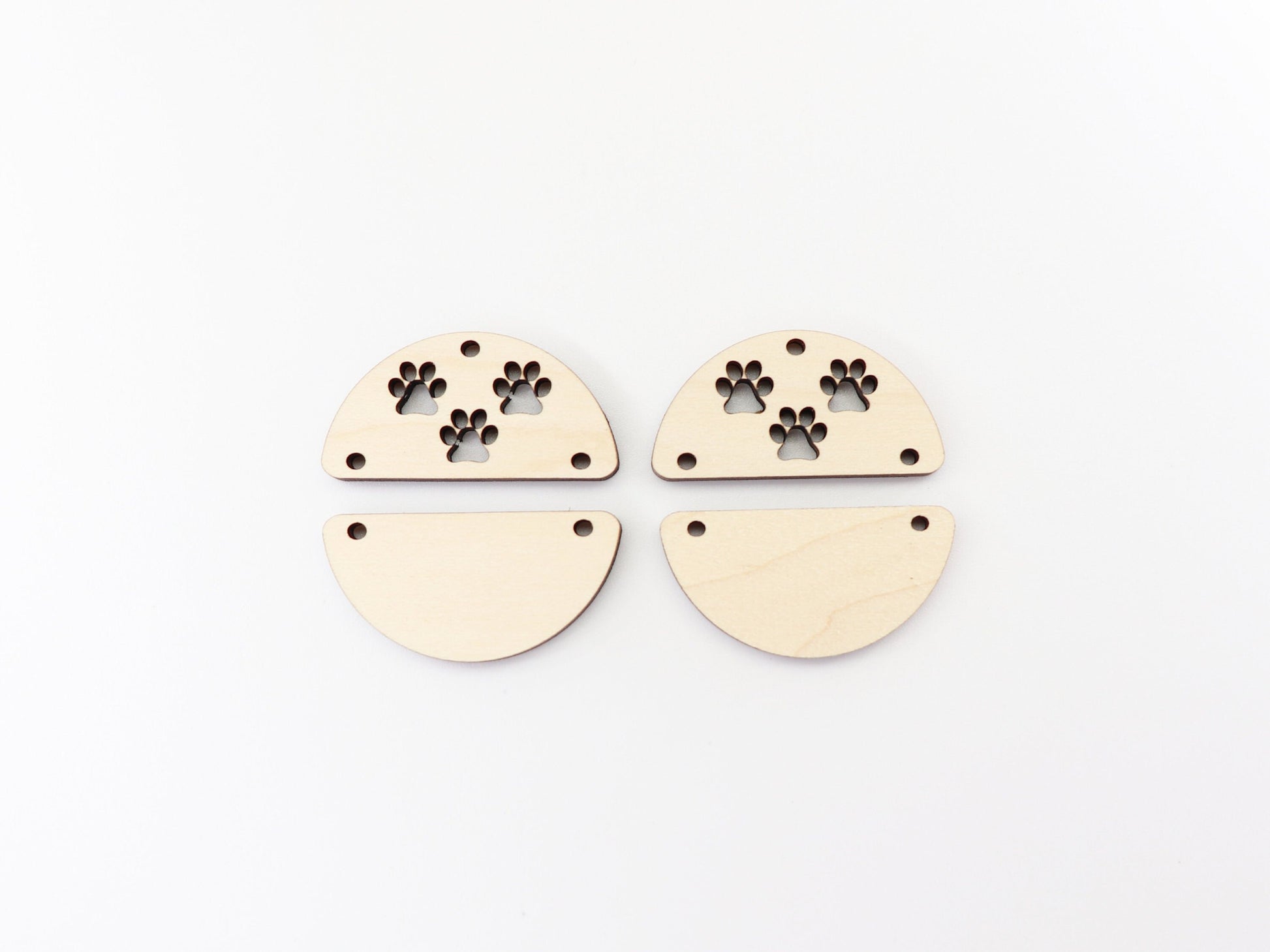 2 Piece Paw print blanks, earring blanks, wood earrings