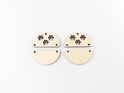 2 Piece Paw print blanks, earring blanks, wood earrings