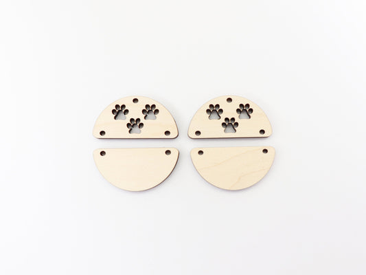 2 Piece Paw print blanks, earring blanks, wood earrings