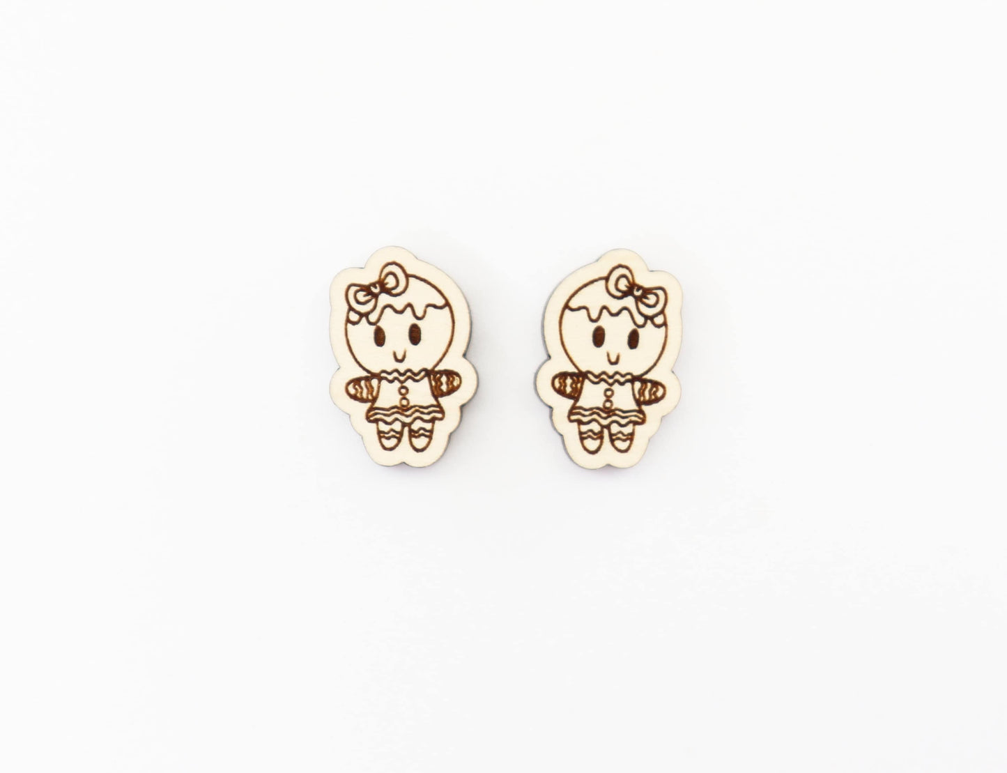 Christmas earring blanks, Gingerbread studs