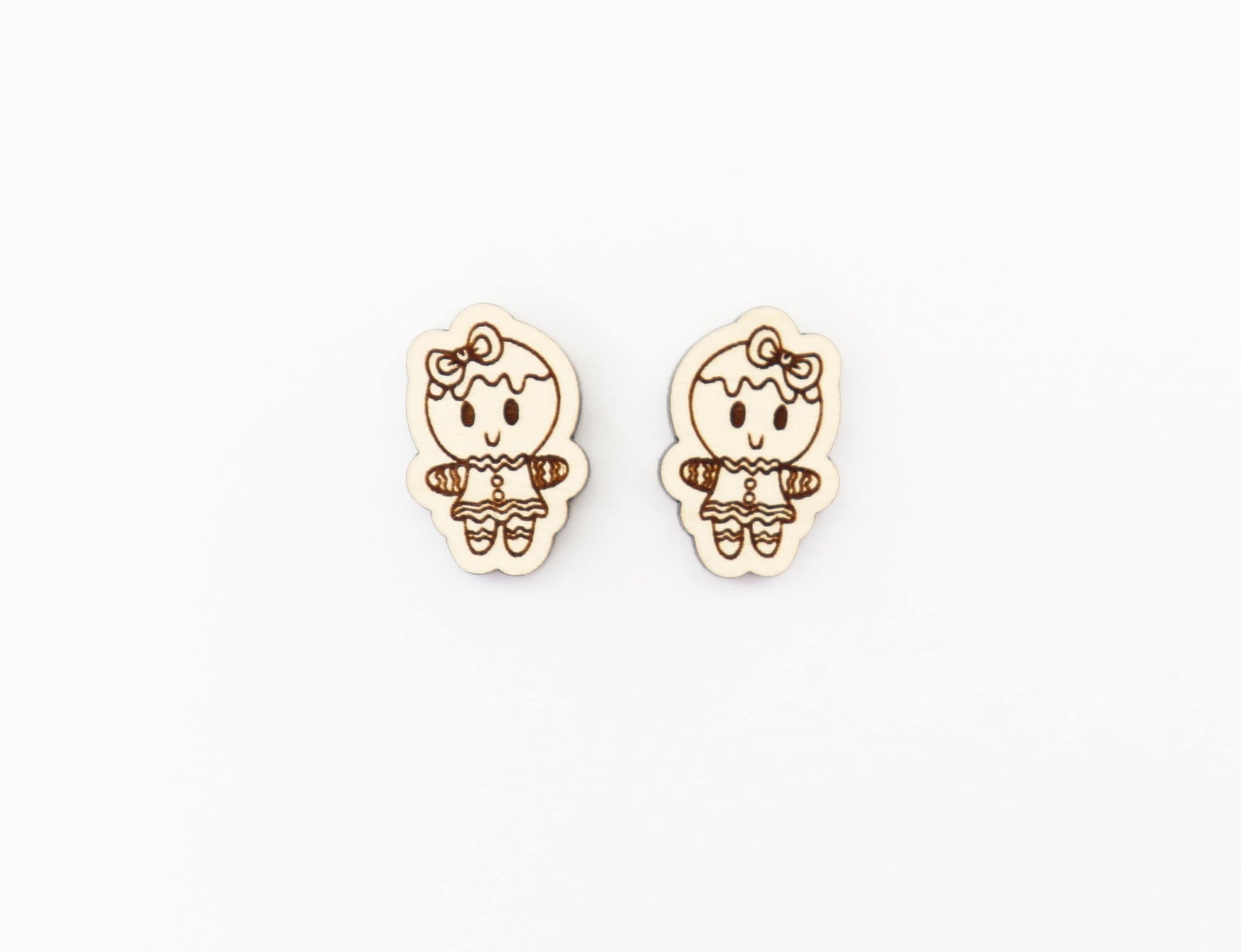 Christmas earring blanks, Gingerbread studs