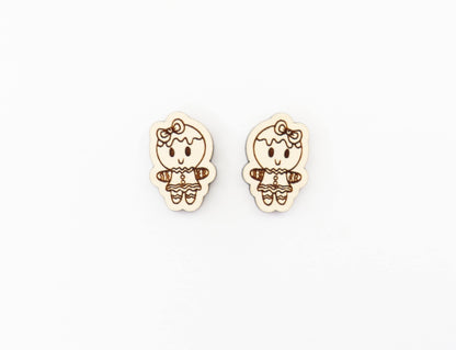 Christmas earring blanks, Gingerbread studs