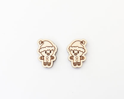 Christmas earring blanks, Gingerbread studs