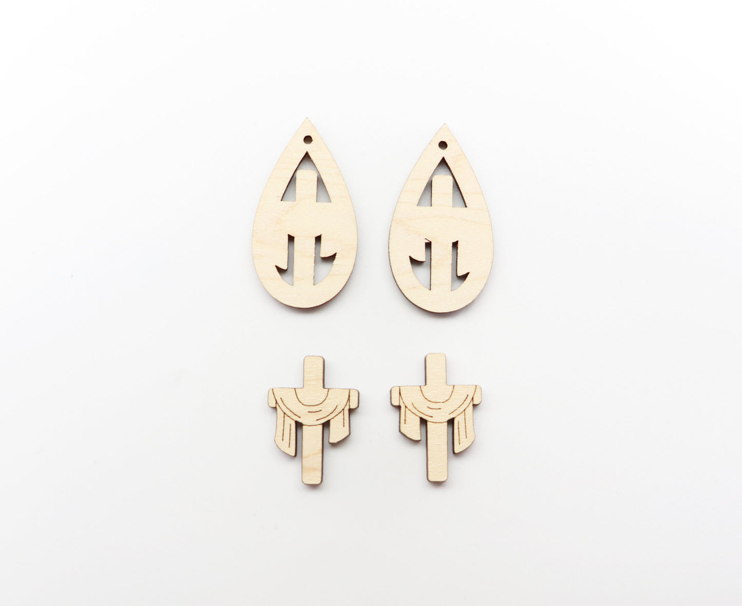 2 Piece cross blanks, earring blanks, wood cutouts