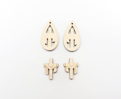 2 Piece cross blanks, earring blanks, wood cutouts