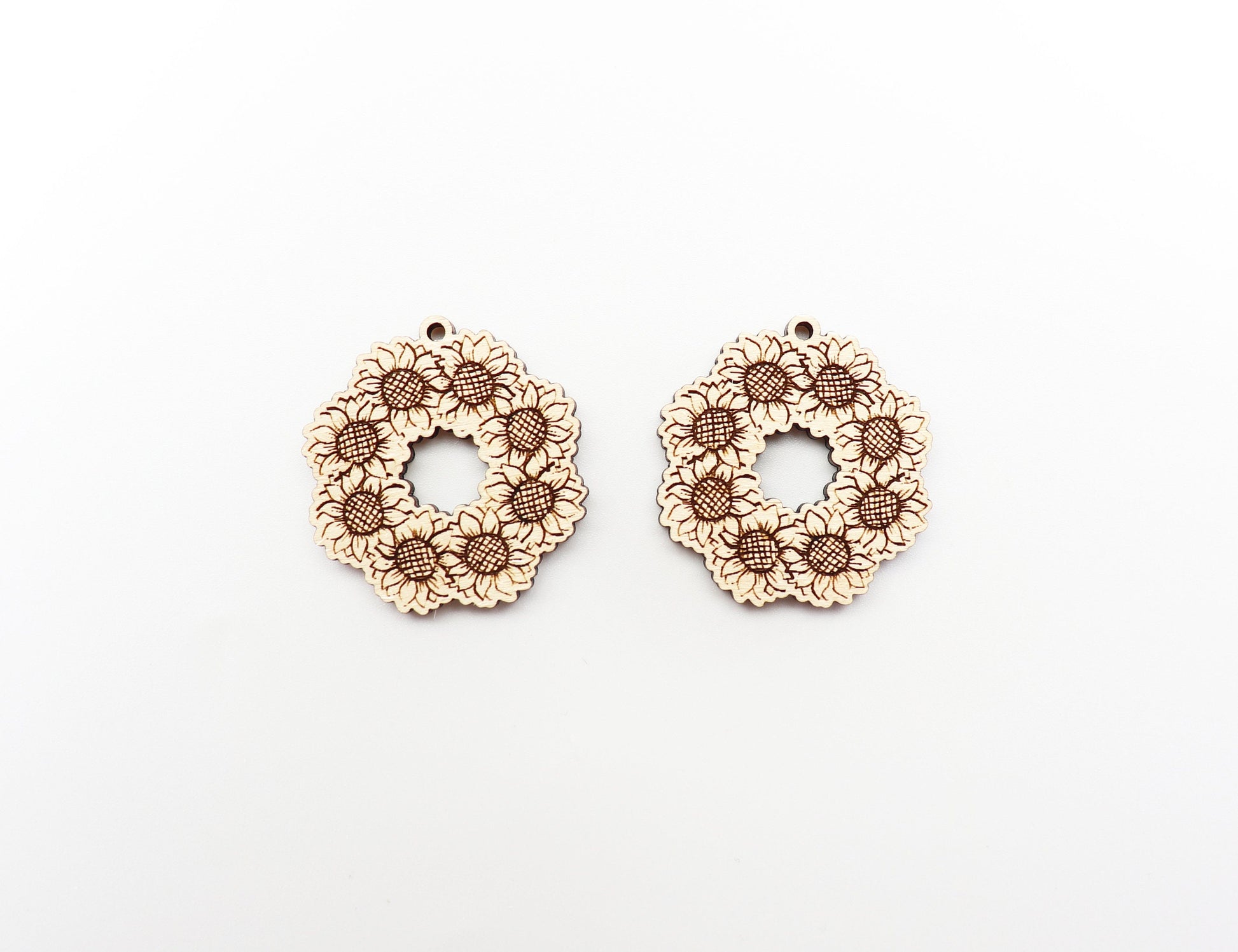 Sunflower earring blanks, wood cutouts