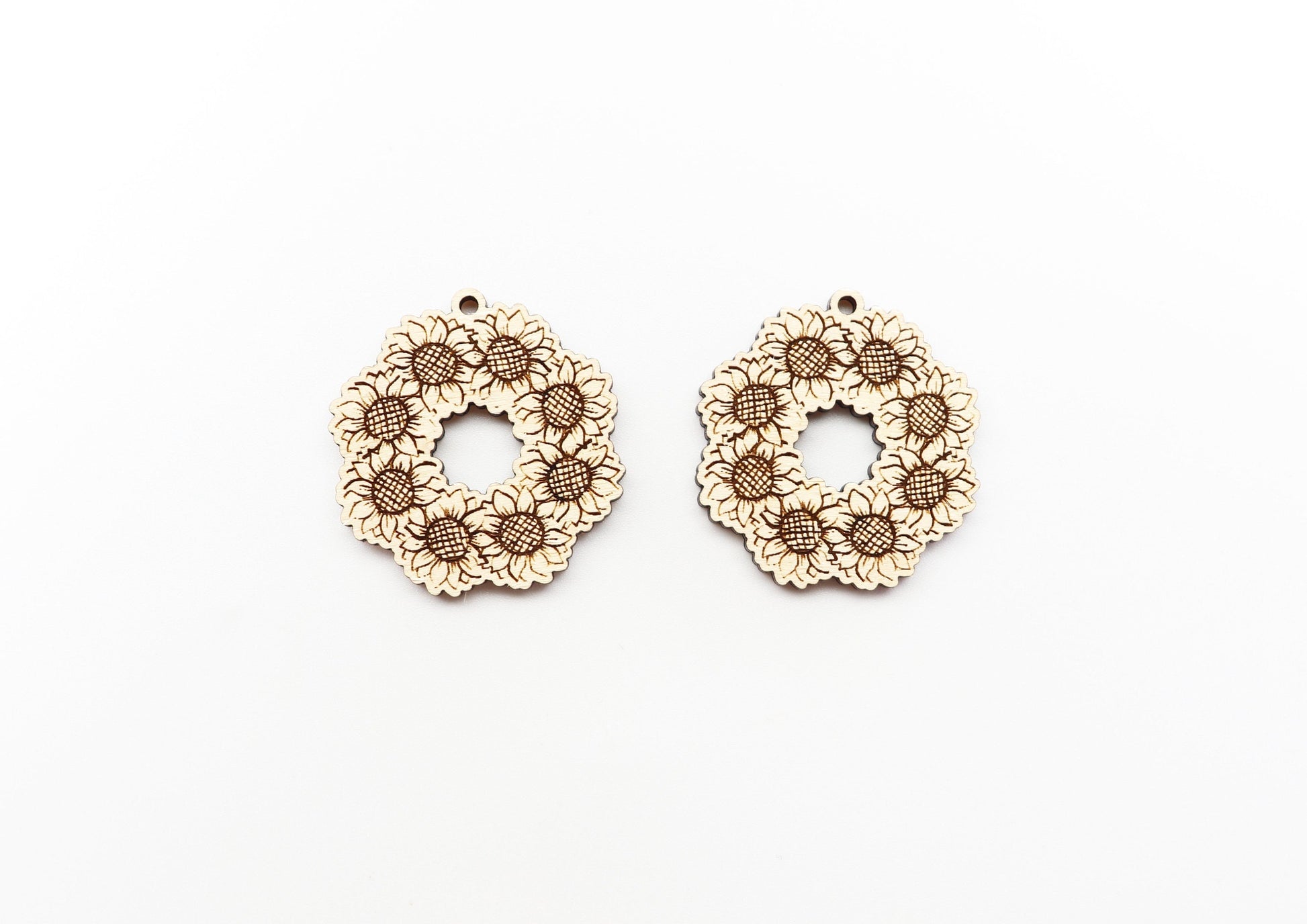 Sunflower earring blanks, wood cutouts