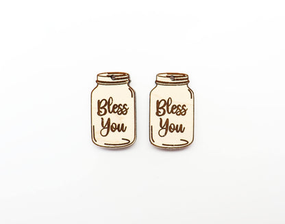 Bless you Jar earring blanks, wood earring blanks