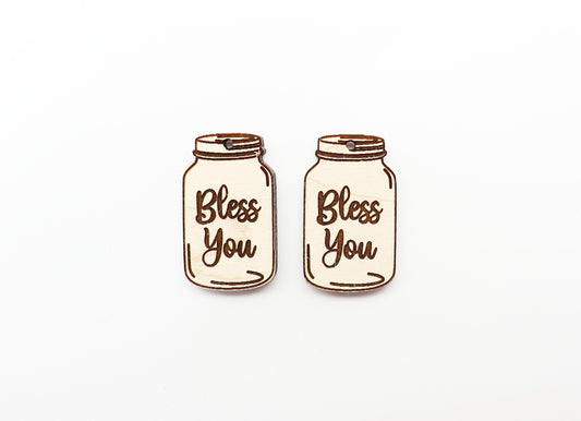 Bless you Jar earring blanks, wood earring blanks