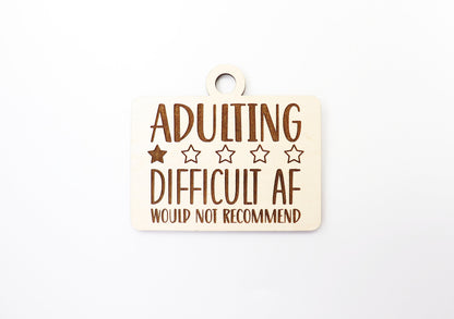 Adulting car charm blank, wood blanks, wood cutouts