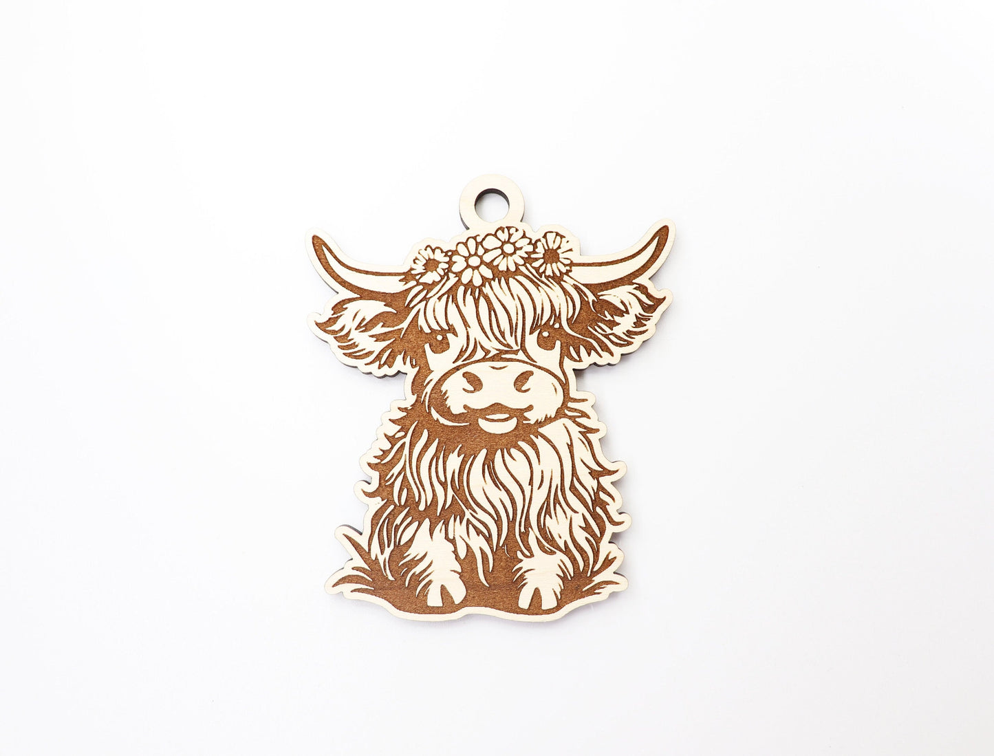 Highland Cow car charm, wood blanks, car charm blanks