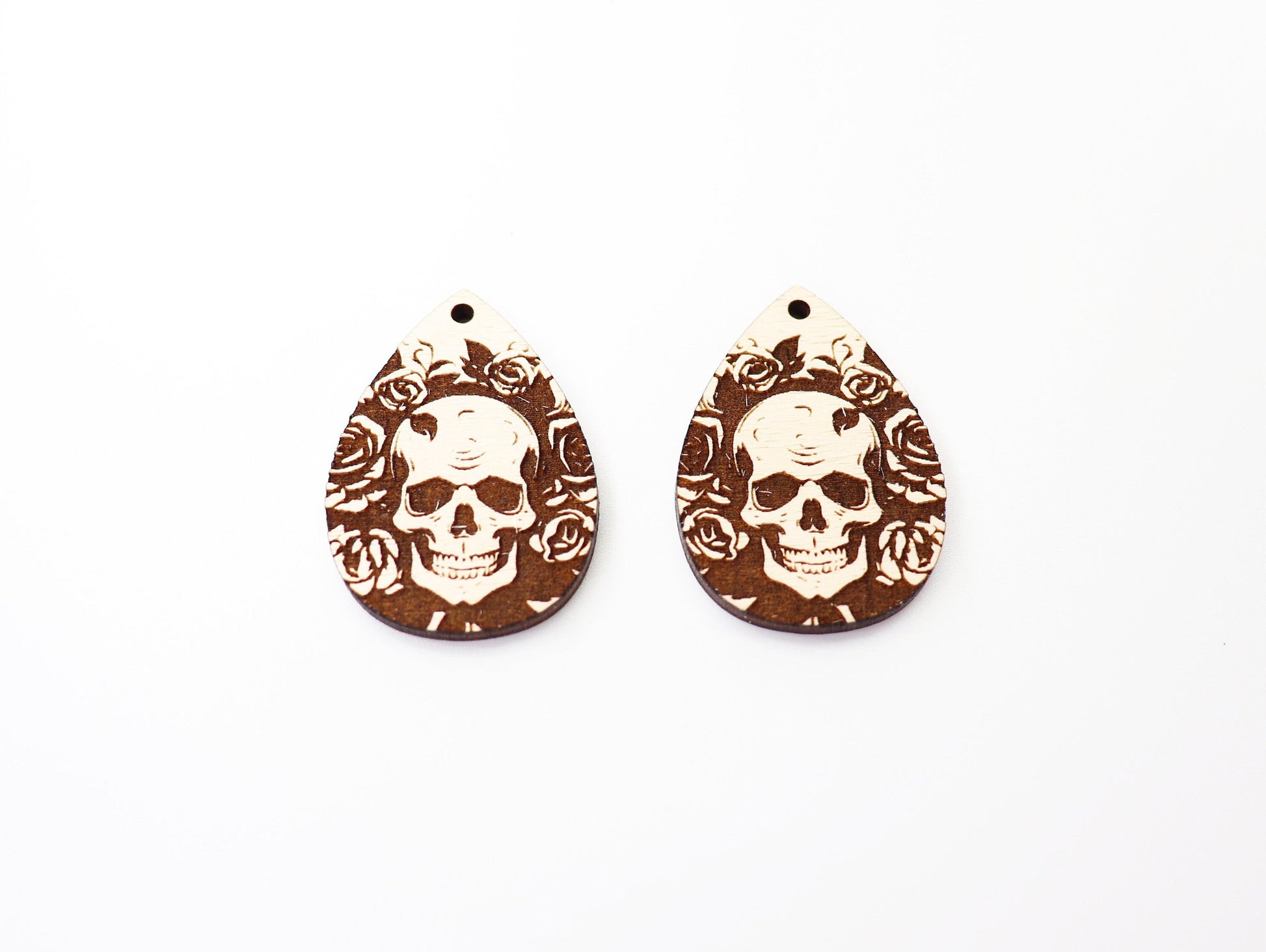 Skull rose earrings, earring blanks, sold per set