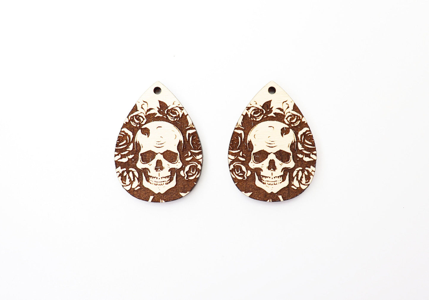 Skull rose earrings, earring blanks, sold per set