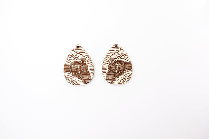 Train earrings, earring blanks, sold per set